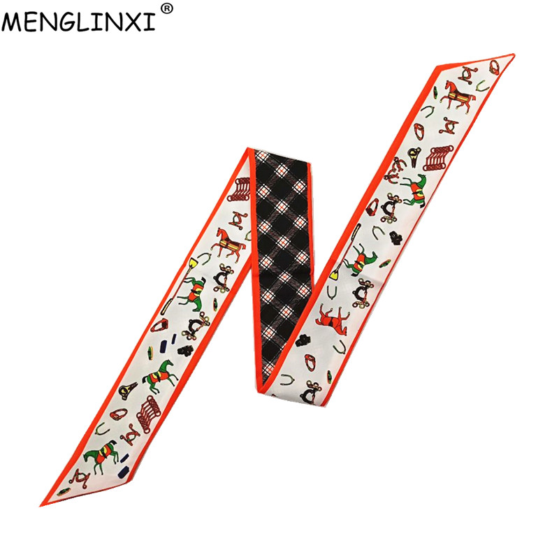Luxury Bags Women Brands - Horse Plaid Skinny Scarf Women Bag