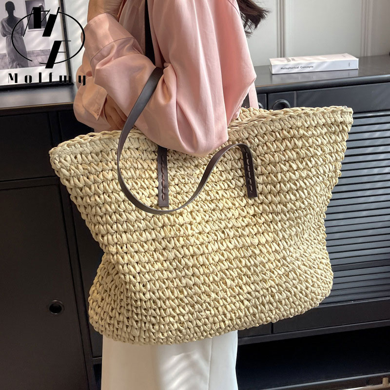 Straw Woven Tote Bags Casual L - Luxury Bags Tote recension och pris
